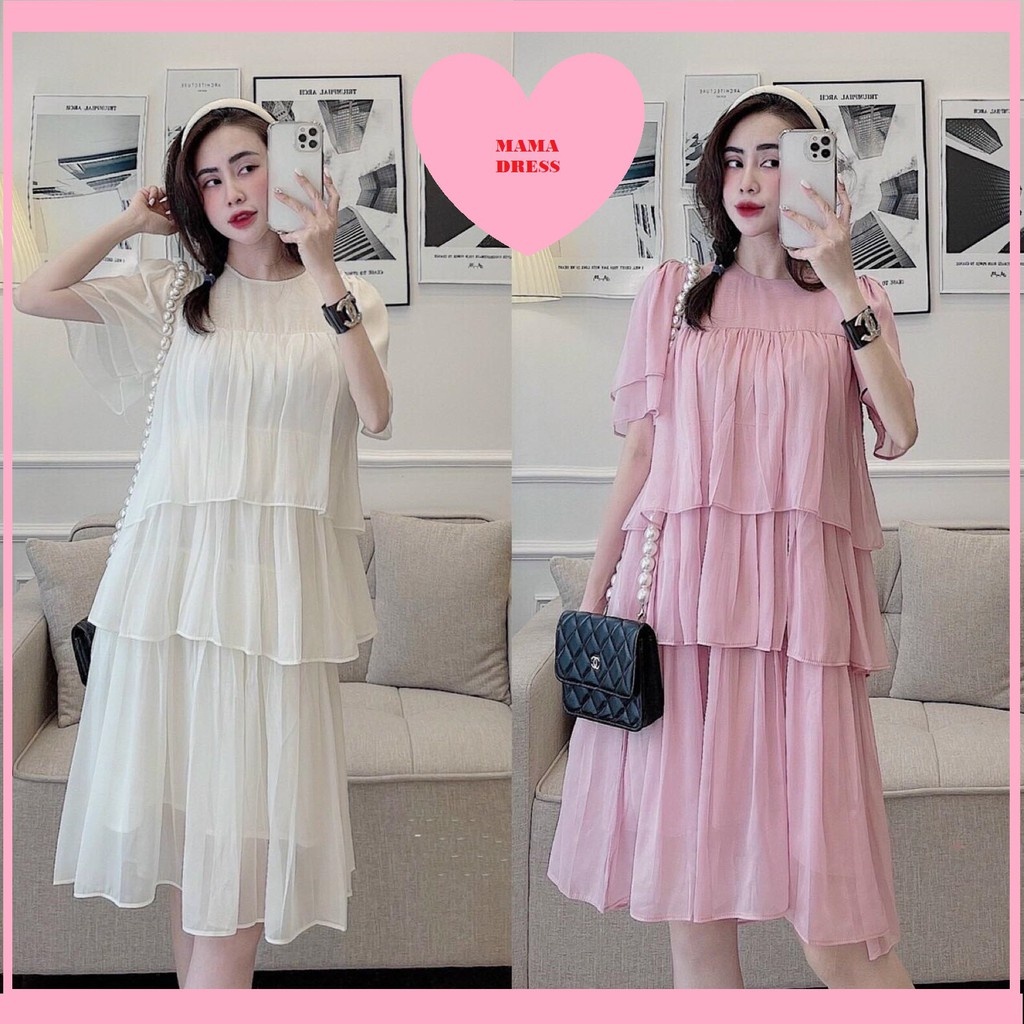 [Siêu sale]Váy bầu đầm bầu cao cấp☘️chất lụa Hàn mát mềm mịn