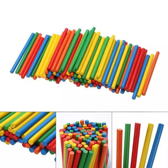 Bộ 100 Que Tính Gỗ Màu Sắc Hỗ Trợ Bé Học Phép Tính Làm Toán