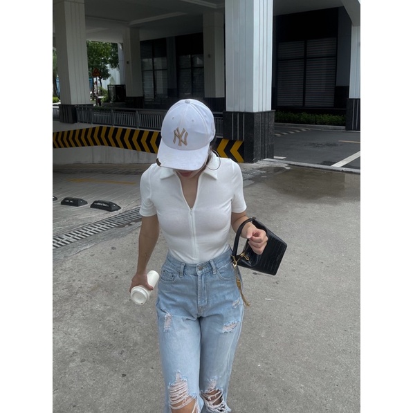 Ảnh thật/Có sẵn Áo cộc tay bodysuit có cúc bấm cố định trắng | BigBuy360 - bigbuy360.vn