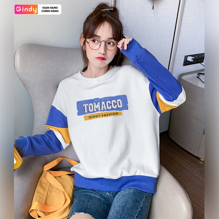 Áo nỉ sweater nữ dài tay GINDY Tomacco hoodie basic phối form rộng thời trang thu đông A10106