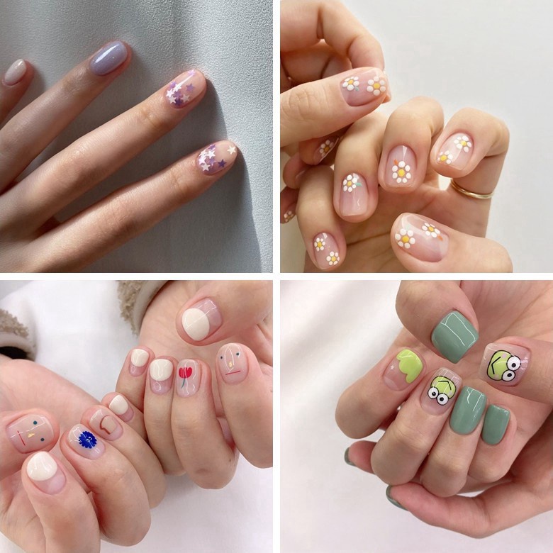 [Hàng mới về] Set 14 Miếng Dán Móng Tay Chống Thấm Nước Xinh Xắn