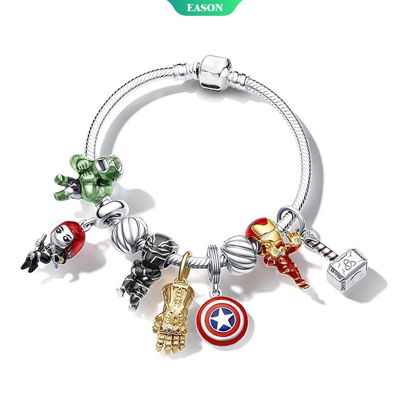 Vòng Tay Chuỗi Hạt Mặt Hình Khiên Của Marvel Iron Man Avengers Thời Trang Cho Nam