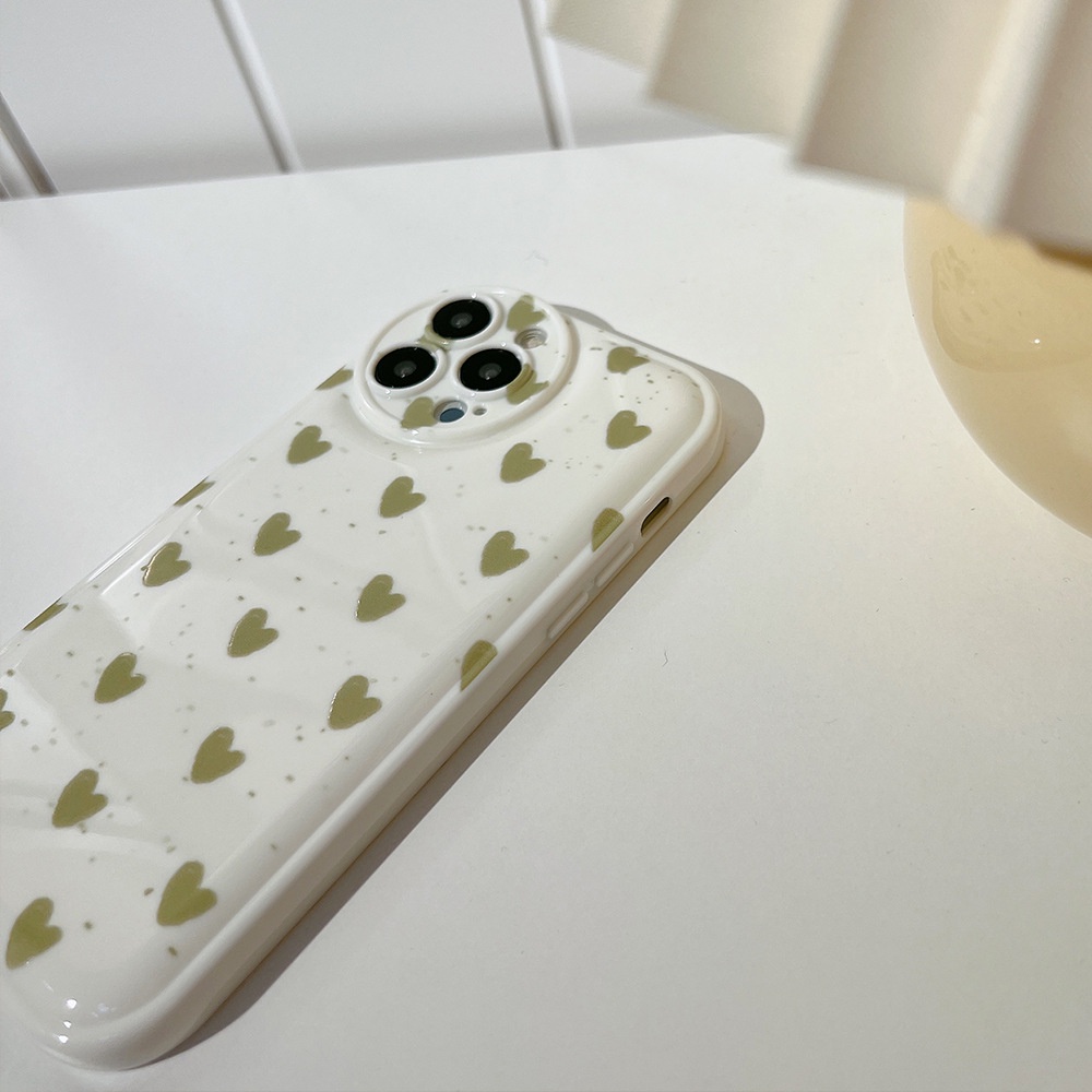 Ốp Điện Thoại Họa Tiết Trái Tim Màu Xanh Lá Cho Iphone 13 7 + 8 Plus SE 2020 XS XR 11 12 PRO MAX