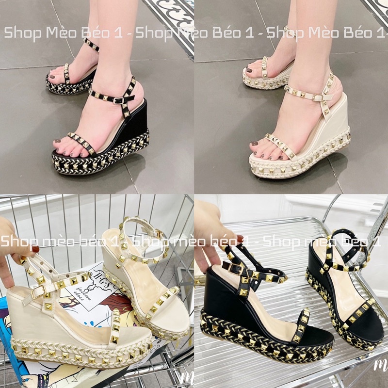 Sandal quai ngang đinh tán đế xuồng viền đinh fullbox hàng quảng châu cao cấp