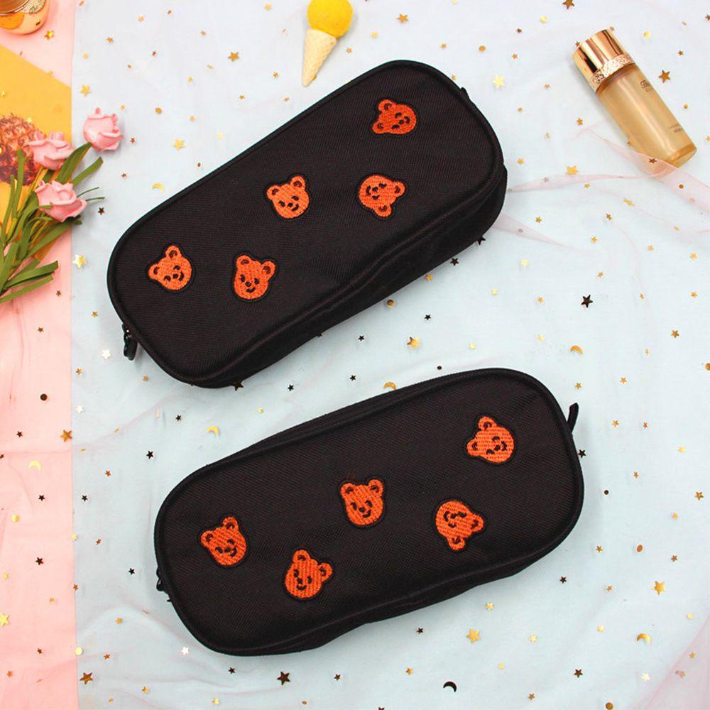 PISTA Bóp Viết Vải Bố Hoạ Tiết Thêu Phối Khoá Kéo
