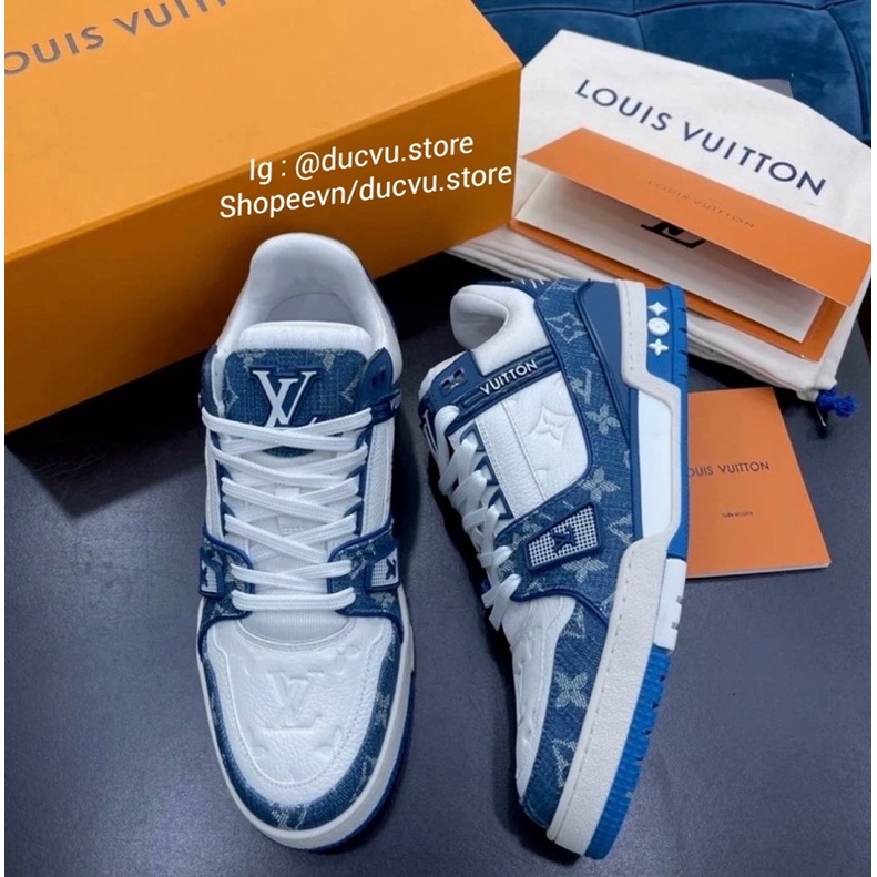 GIÀY LV TRAINERS SNEAKER WHITE BLU LAI AU [ BẢN ĐẸP NHẤT ]