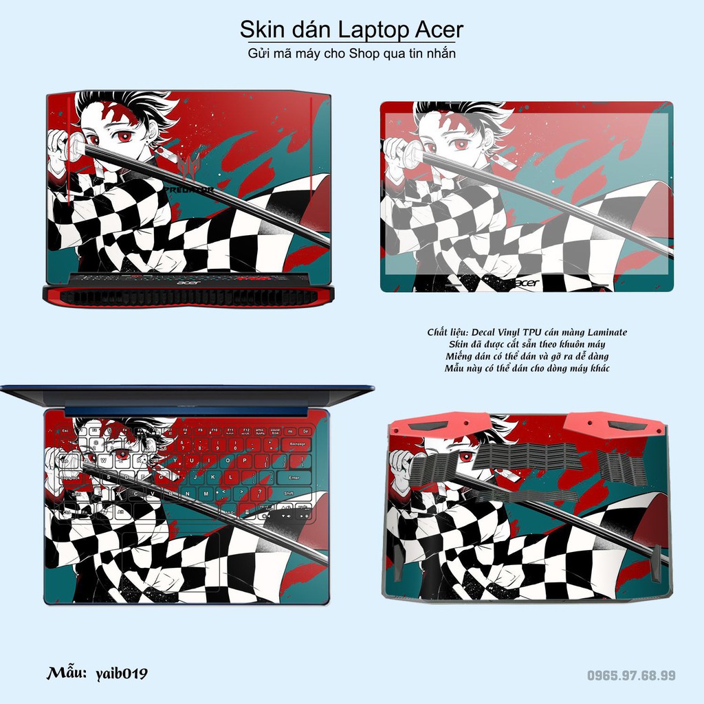 Skin dán Laptop Acer in hình Kimetsu No Yaiba (inbox mã máy cho Shop)