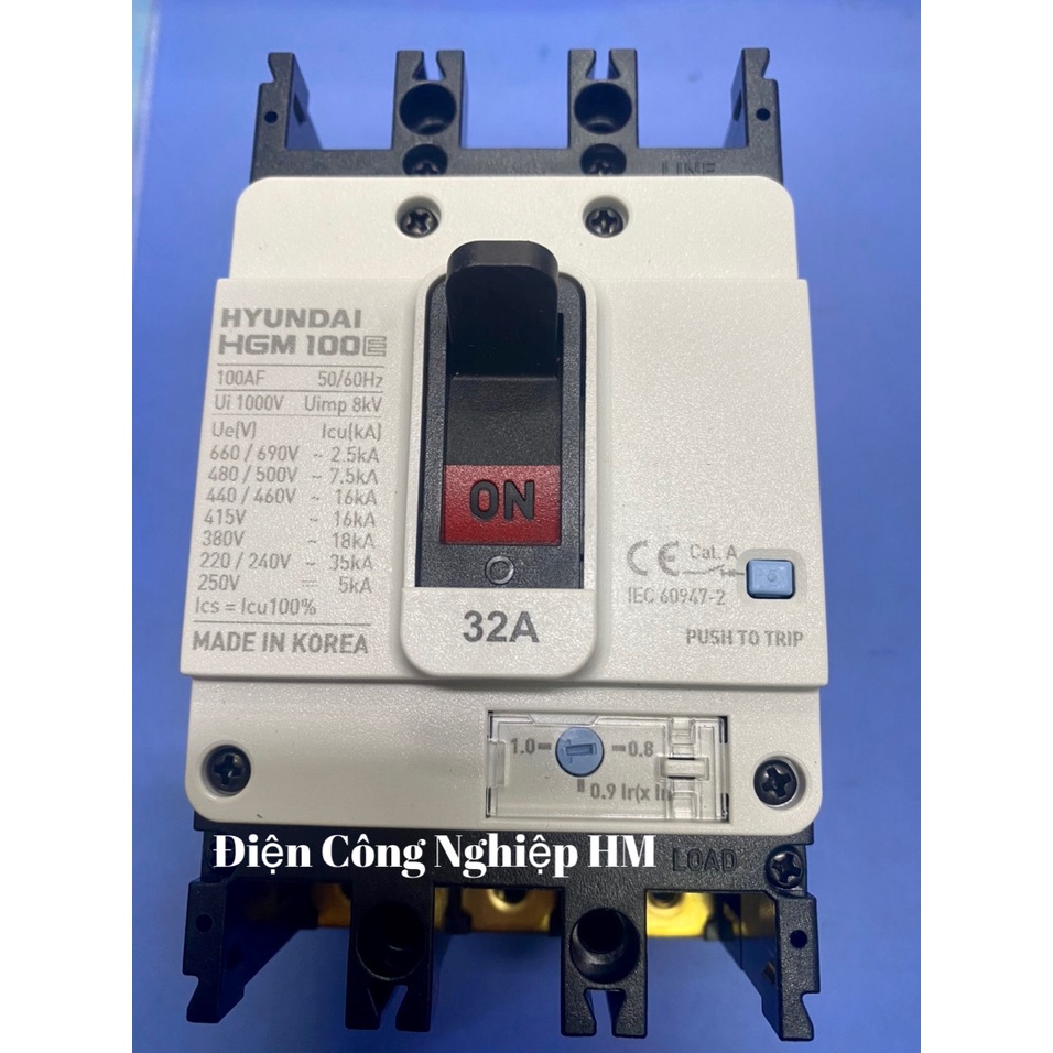 Aptomat MCCB 3 Pha HGM100E-F Hyundai dòng 32A~50A - Chính Hãng, Át Tô Mát Khối Cầu Dao Điện 3P