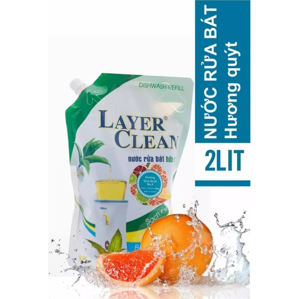 Nước rửa chén bát hữu cơ LayerClean hương Quýt 2L