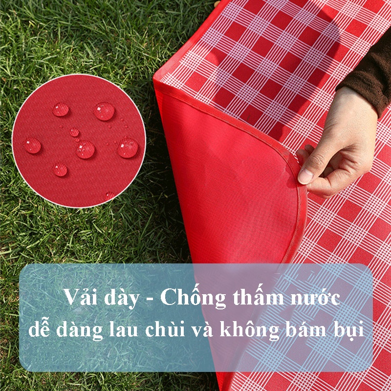 Thảm Dã Ngoại Họa Tiết Caro Chống Thấm Nước Kích Thước 2m x 2m Có Thể Sử Dụng Máy Giặt