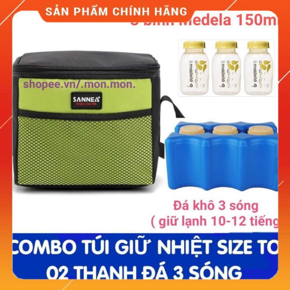 Túi giữ nhiệt giữ lạnh bình sữa Sannea và đá khô [Giá Sập Sàn]