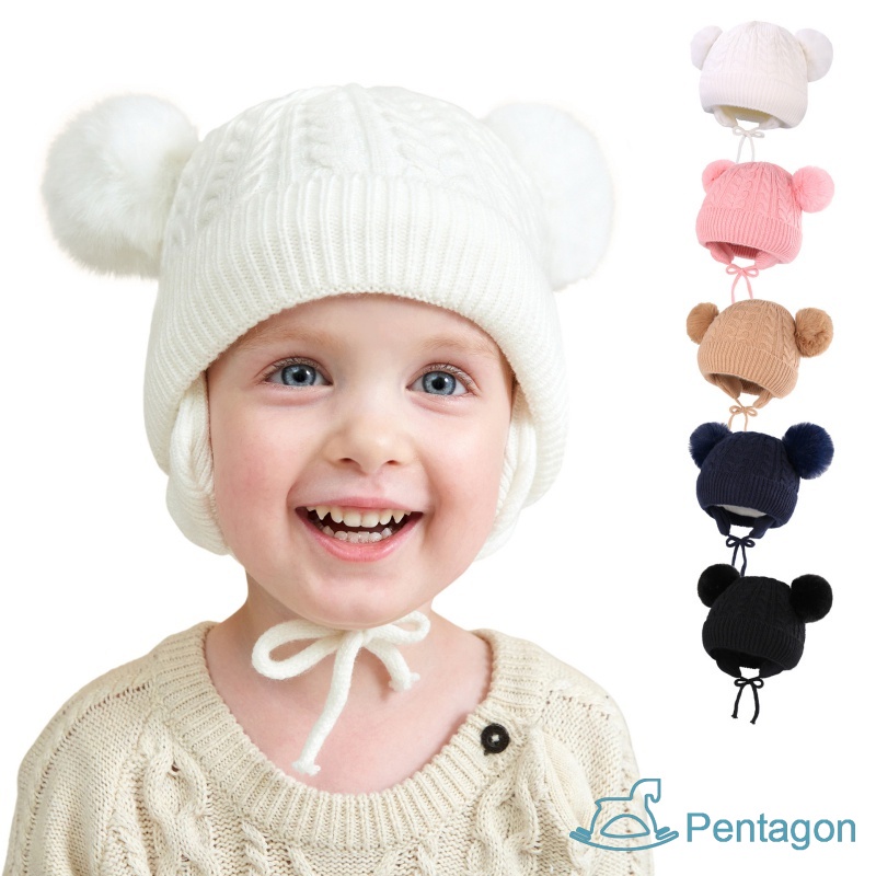 Mũ Len Trùm Tai Màu Sắc Nhã Nhặn Dành Cho Bé