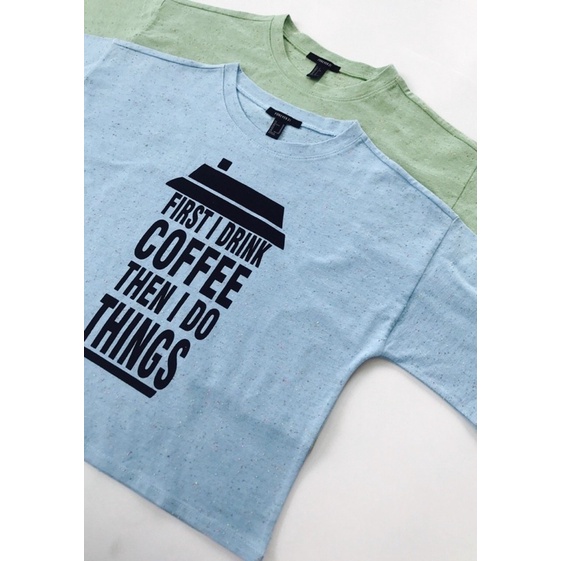 Áo croptop cánh dơi form rộng in ly coffee