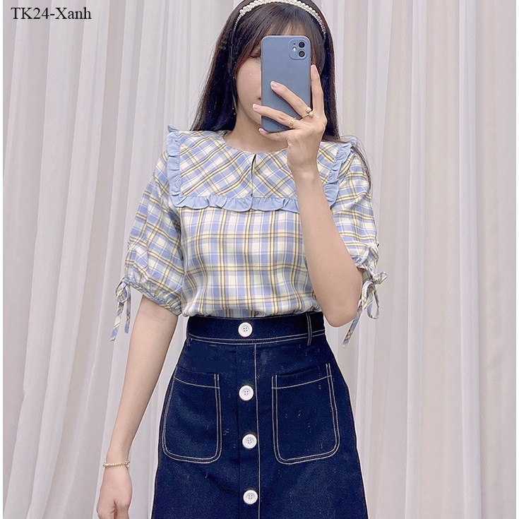 ÁO SƠ MI CARO PHỐI CỔ THỦY THỦ - TK24