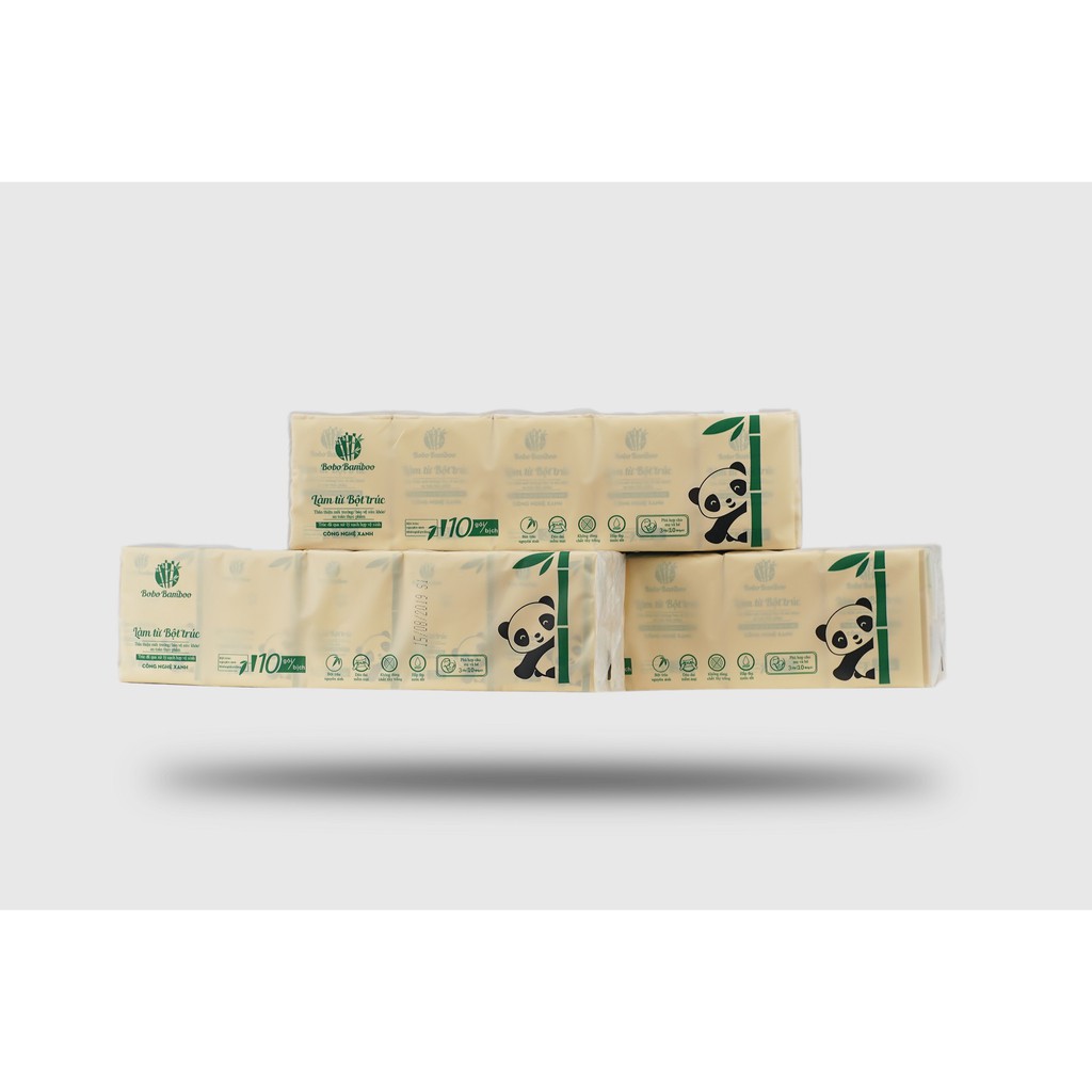 120 Gói Bỏ Túi Khăn Giấy Gấu Trúc Siêu Dai Bobo Bamboo