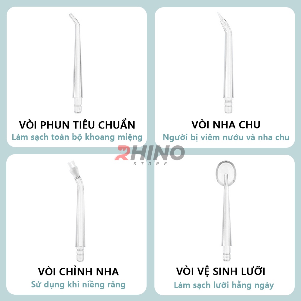 Máy tăm nước rửa răng thông minh Rhino T101 220ml 3 chế độ chăm sóc răng miệng cầm tay, có thể sạc