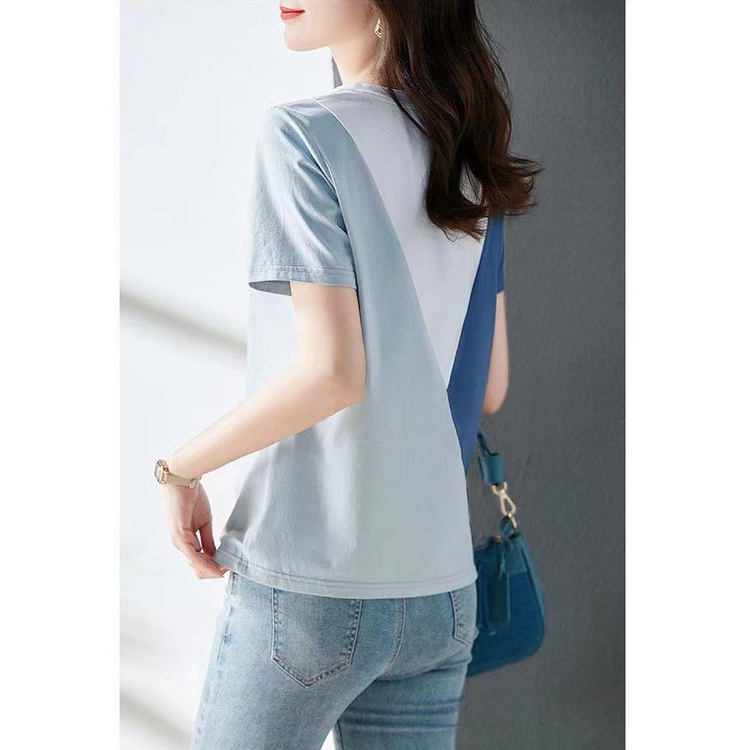 Áo Thun Nữ Ngắn Tay Phối Màu Tương Phản Thời Trang Mùa Hè C9186 Lên Đến 40-80KG