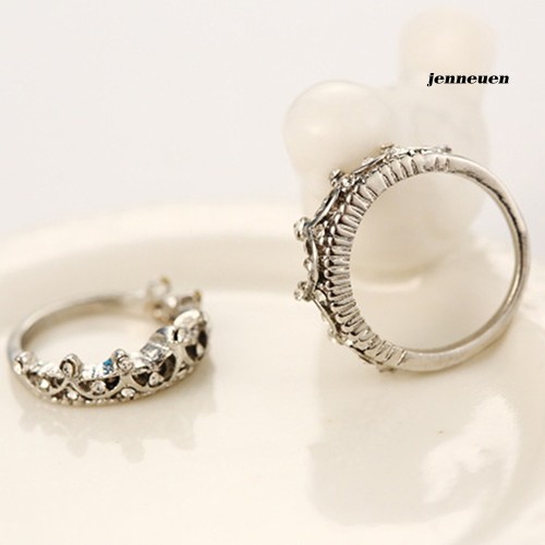 Nhẫn Mạ Bạc Hình Vương Miện Đính Đá Thời Trang Cho Nữ