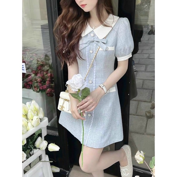 ĐẦM DỰ TIỆC XANH VẢI BỐ TIỂU THƯ
