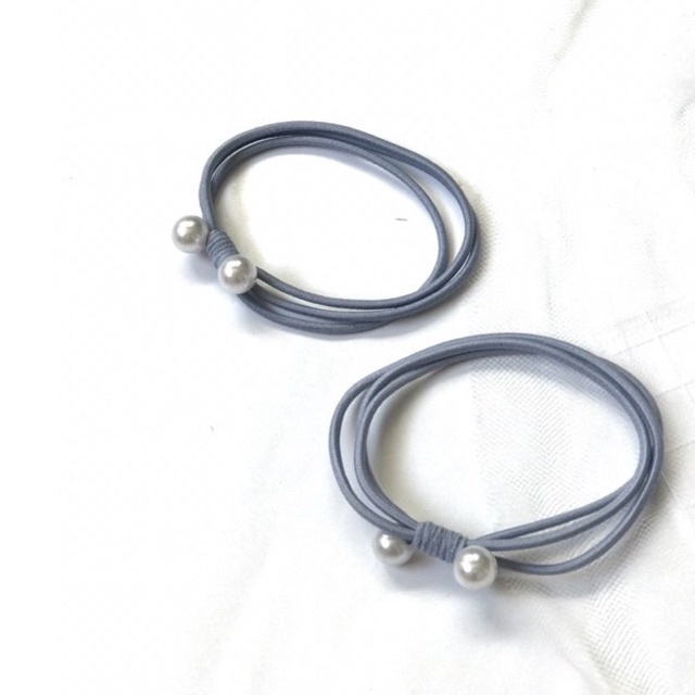 Dây buộc tóc trơn nhiều màu đính hạt trai giả thời trang cho nữ