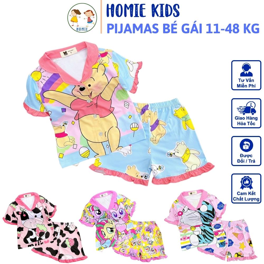Bộ Đồ Pijama Bé Gái 11-48 Kg Set Quần Áo Trẻ Em Thun Lạnh Cao Cấp Làm Đồ Ngủ Pizama Hoạt Hình 3D Hot Trend Homie Kids