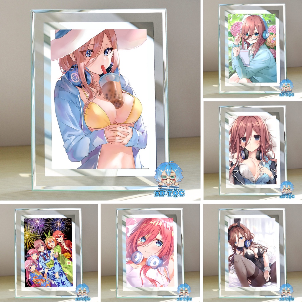 Khung kính Nakano Miku (5) Anime NHÀ CÓ 5 NÀNG DÂU - để bàn by 2D Tộc Shop