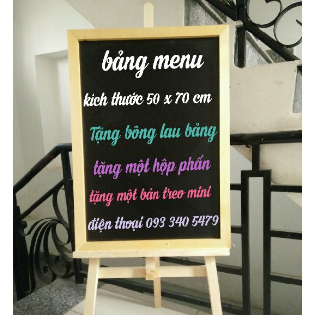 Bảng menu viết phấn 50 x 70 tặng phấn và bảng mini