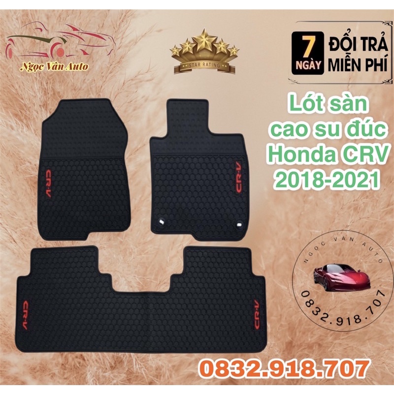 Lót sàn cao su đúc CRV 2018 - 2021 Hàng cao cấp không mùi ( Vân tổ ong ) 2 hàng ghế