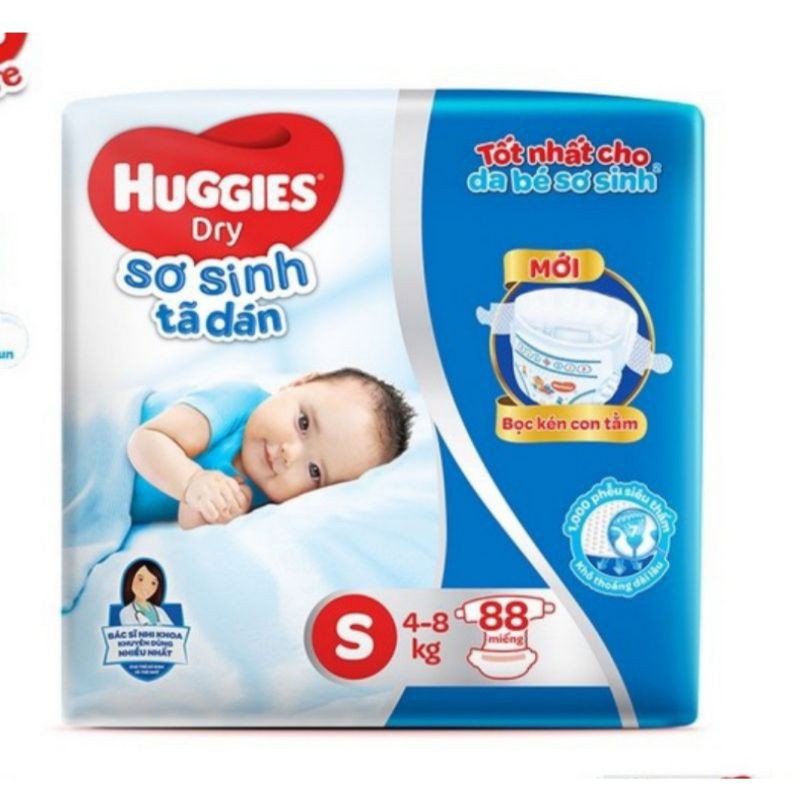 ( Tặng quà thú bông) tả dán sơ sinh huggies size S88 miếng