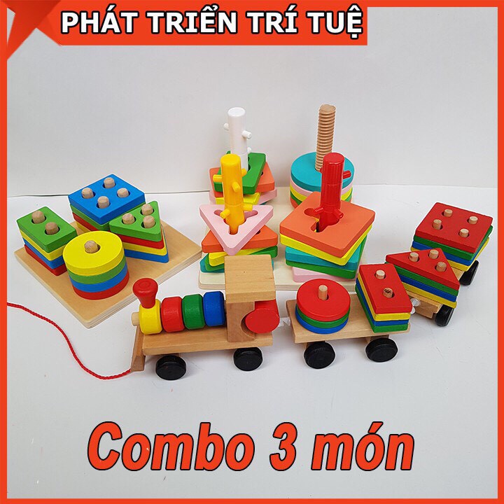 Bộ đồ chơi gỗ gồm COMBO 3 món đồ chơi gỗ cho bé - Nhiều Mẫu