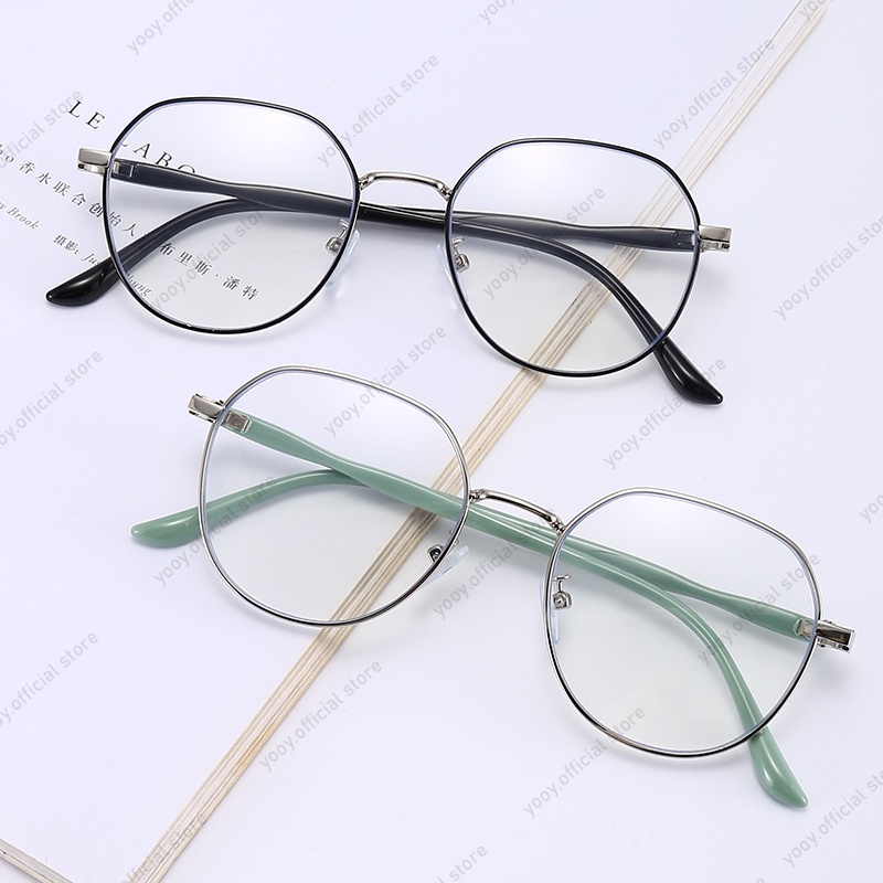 Mắt kính gọng kim loại tròn chống bức xạ máy tính cao cấp