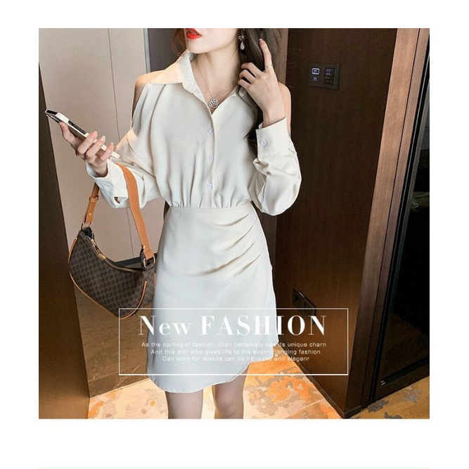 Đầm Sơ Mi Tay Dài Cut Out Tay