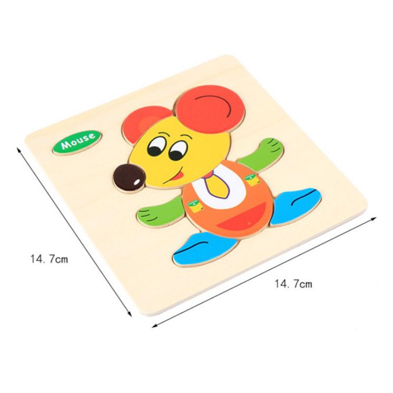 Đồ Chơi Xếp Hình, Lắp Ráp Tranh Ghép Gỗ 3D Nhiều Hình Ngộ Nghĩnh - Phát Triển Trí Tuệ Cho Bé