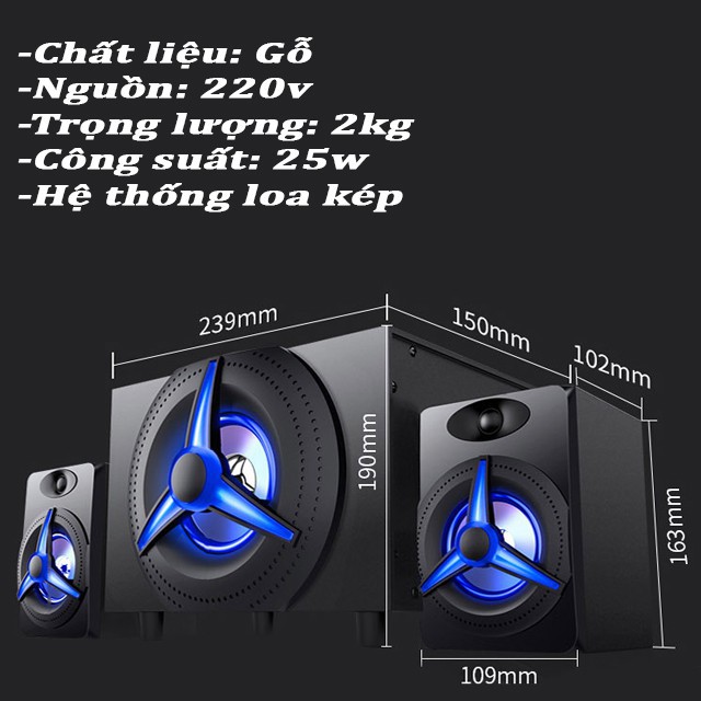 Bộ Loa Máy Vi Tính SADA K9 Bằng Gỗ Chất Lương Cao, Hỗ Trợ Bluetooth 5.0, Công Suất Lớn