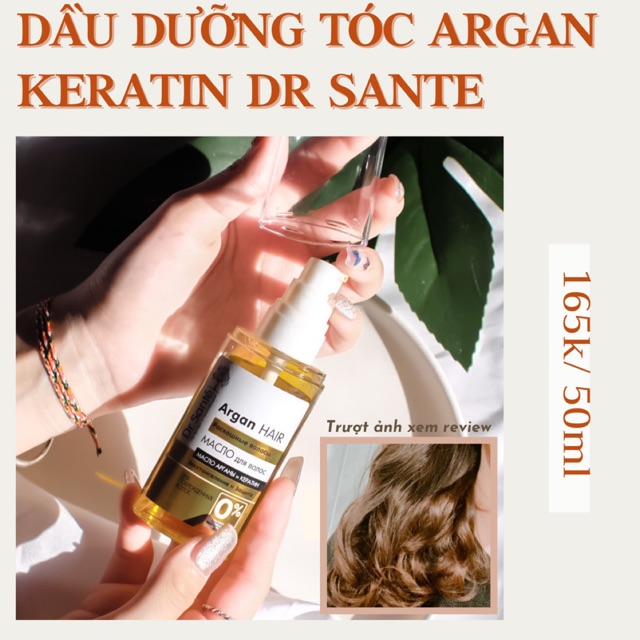 Dầu dưỡng tóc Argan Keratin Dr Sante dưỡng tóc bóng mượt, không bết