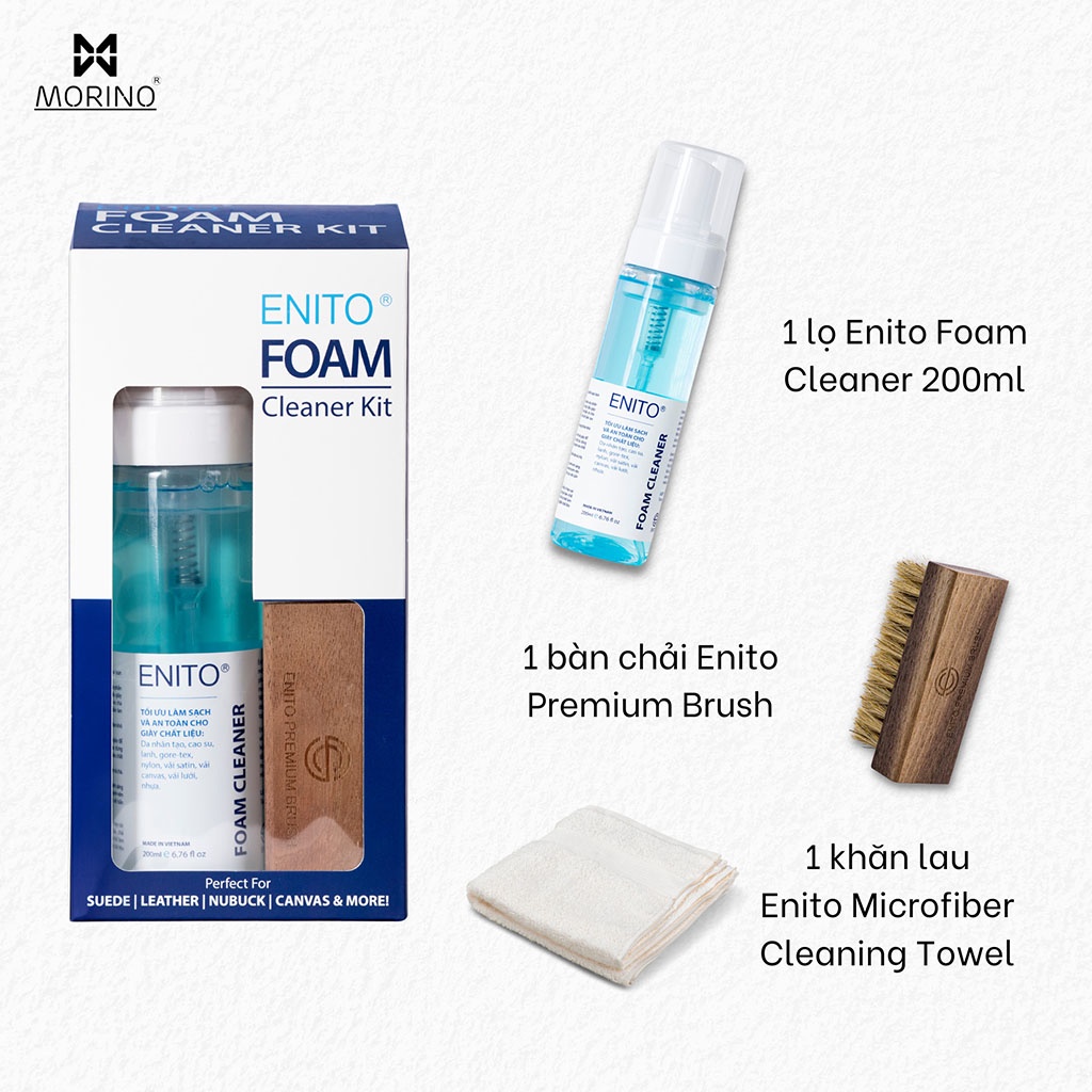 Bộ Vệ Sinh Giày Enito Foam Cleaner Kit dùng để vệ sinh các loại giày thể thao, giày đá bóng, giày trắng, giày da tại nha