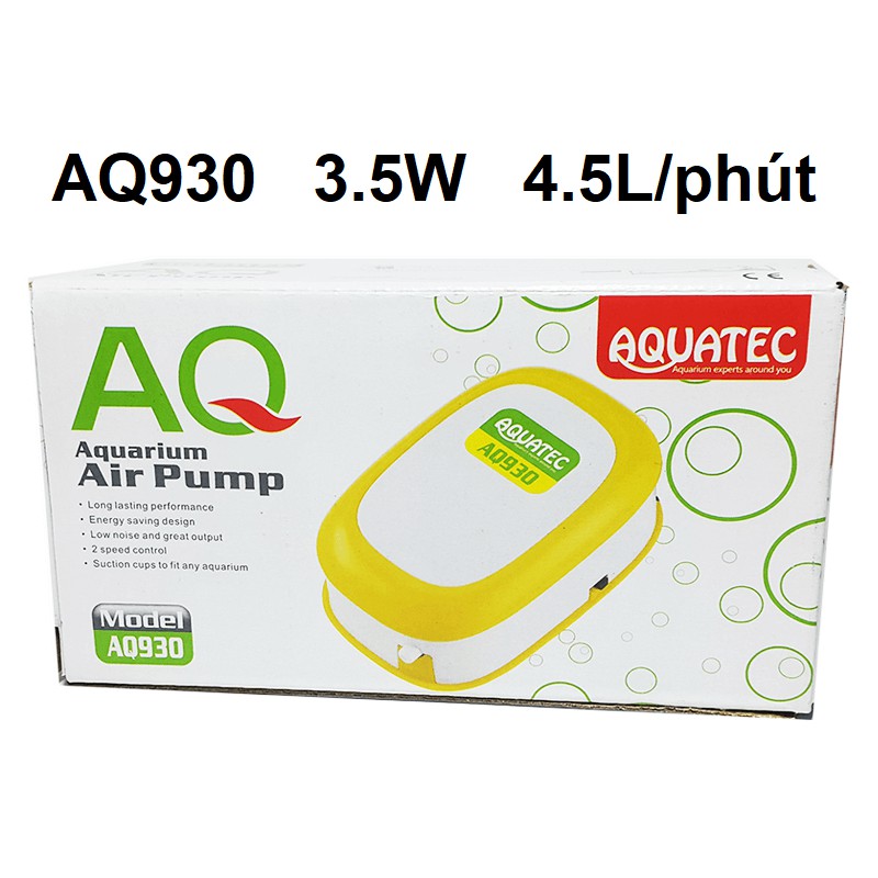 Máy sục oxy bể cá, máy sủi oxy tiết kiệm điện 1 vòi AQ930, 2 vòi AQ950 chọn combo kèm dây và quả sủi