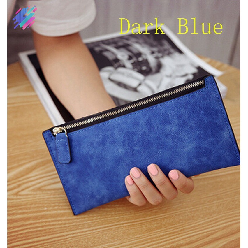 Ví da PU loại dài có khóa kéo phong cách cổ điển thời trang dành cho nữ