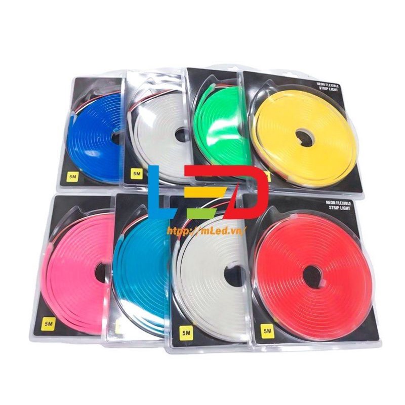 Đèn led NEON 5m, đơn sắc, đủ màu, loại tốt, kích thước 6*12mm