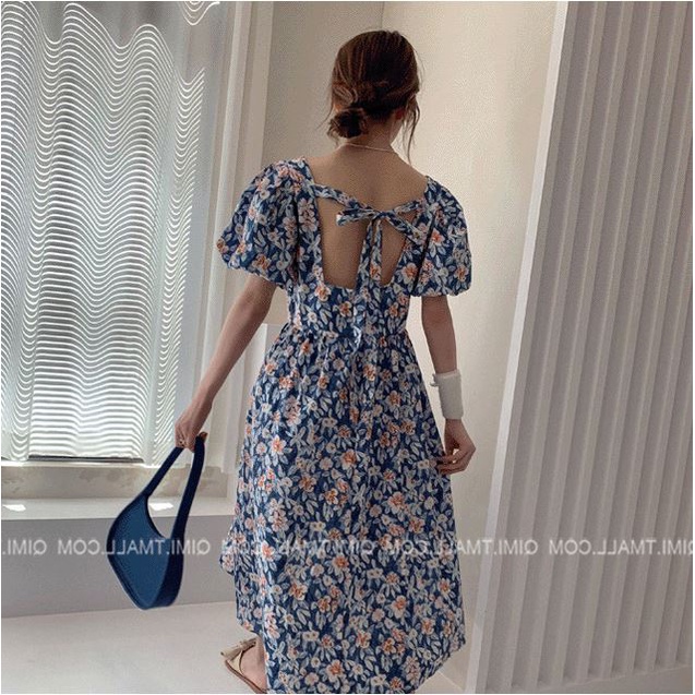 ❤️ Váy hoa nhí nữ dáng dài cổ vuông, tay phồng kiểu Pháp cực yêu