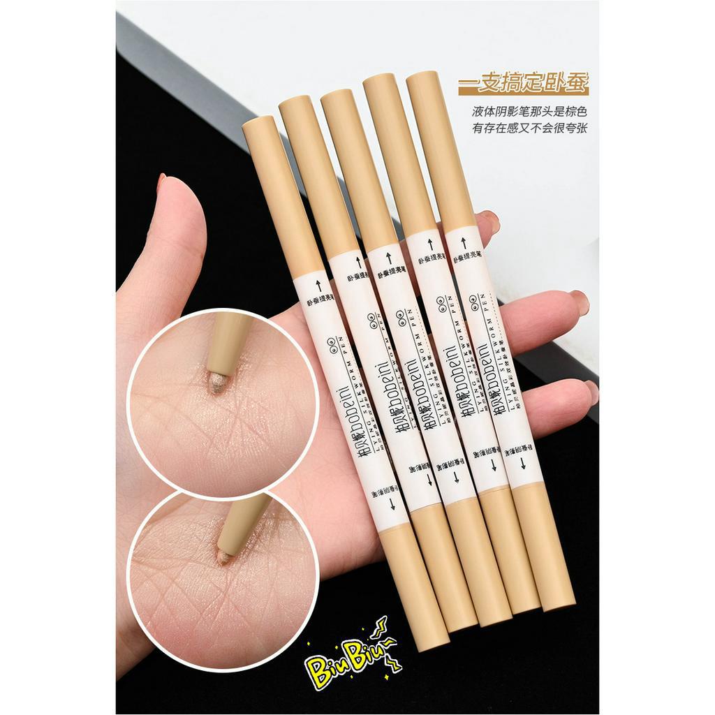 yakult bobeini bút kẻ mắt Bút lông tằm nằm hai đầu Phác thảo bóng mờ mí mắt tự nhiên Làm nổi bật bút làm sáng