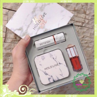 🌹Bộ Makeup 3 Món Son Kem, Son Sáp, Phấn Nước Hold Live Marble Silklight Three Piece Nội Địa Trung Chính Hãng