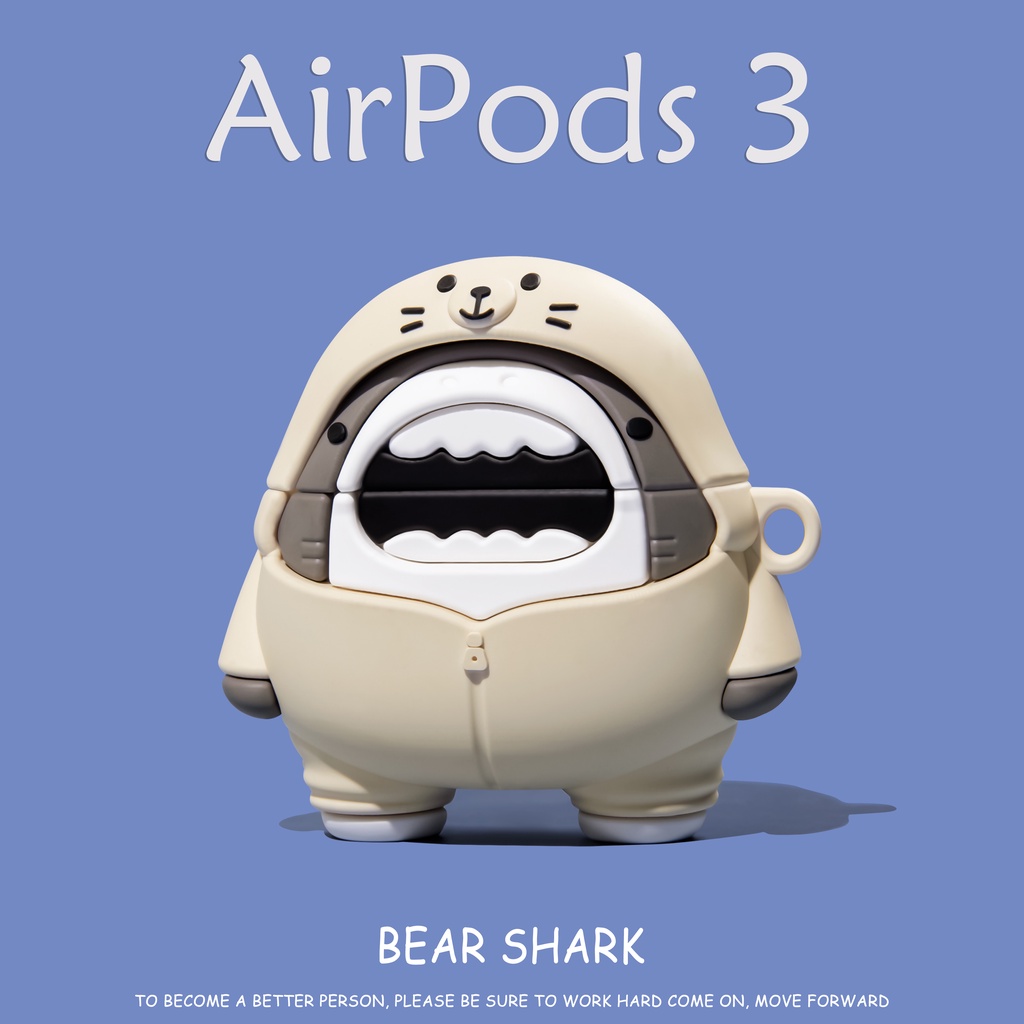 Vỏ Bảo Vệ Hộp Sạc Tai Nghe AirPods 1/2/Pro/3rd Hình Cá Mập Độc Đáo Thời Trang