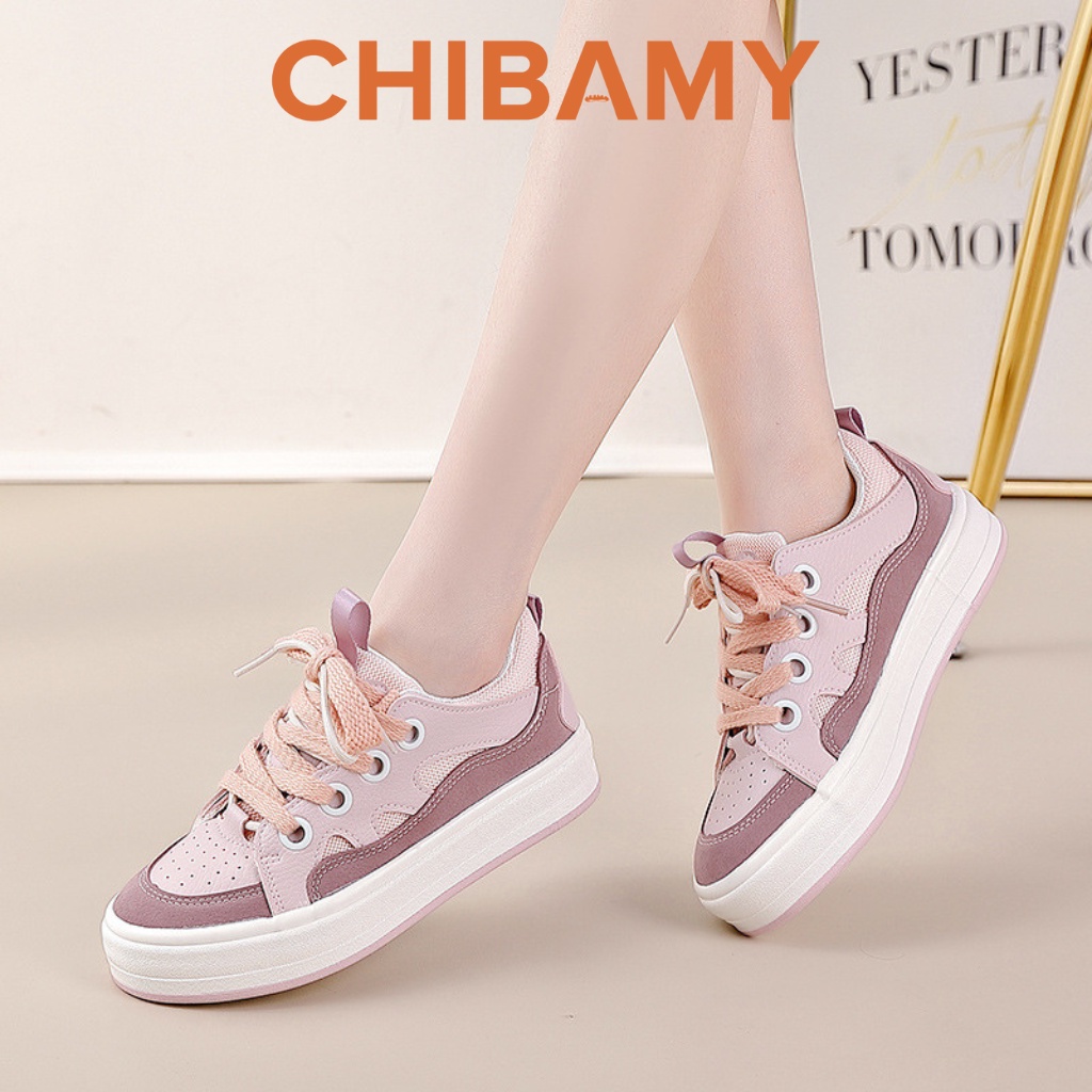 Giày thể thao nữ đế bằng WARRIOR chất da lộn đế cao 4cm