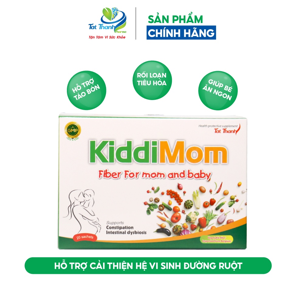 Cốm chất xơ tự nhiên KiddiMom Tất Thành Pharma cho mẹ và bé ngừa táo bón cải thiện đường ruột hộp 20 gói