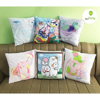 Gối BTS vuông 45cm in 2 mặt