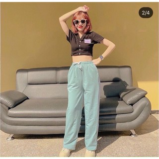 Set Quần Suông + Crop V Logo