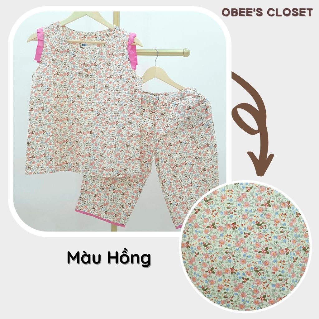 Đồ bộ nữ Obee's Closet Đồ bộ lửng mặc nhà họa tiết hoa chất Kate thoáng mát