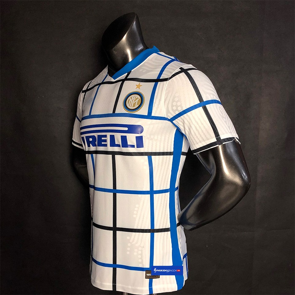 Áo Inter Milan sân khách 2020-2021 sọc caro, áo Inter sọc caro trắng xanh sân khách 2021 SF ❝Thái Lan❞