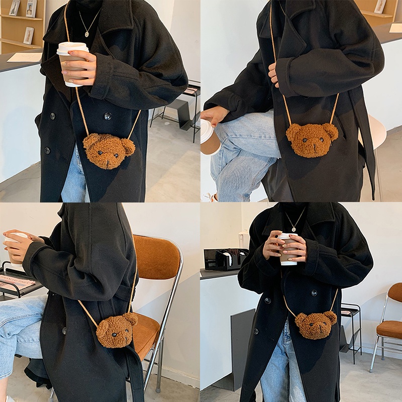 Túi đeo chéo hình gấu bông thời trang dễ thương cho nữ